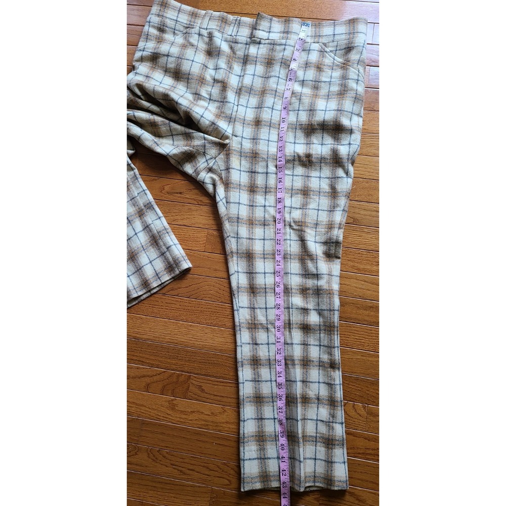 Vintage Asher Pants Mens 44 x 30 Wool‎  Flannel Plaid Golf Dress Disco 60s 70s - Picture 7 of 9